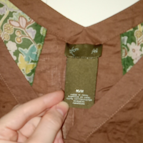 Fei Fairy Floral Tank Top Forest Green Brown Contrast Boho Anthropologie EUC Med - Picture 4 of 5